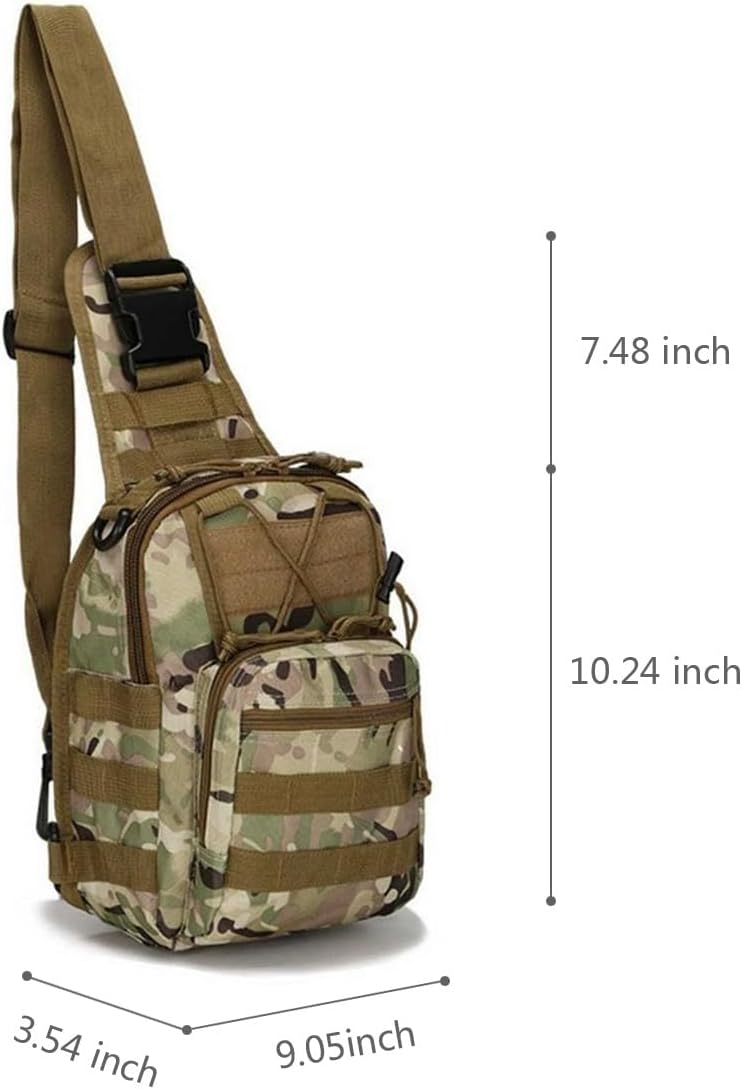 Viriber Tactical Backpack, Waterproof Military Cross-body Molle Sling Shoulder Backpack Chest Bag for Outdoor Every Day Carry CP - Image 2